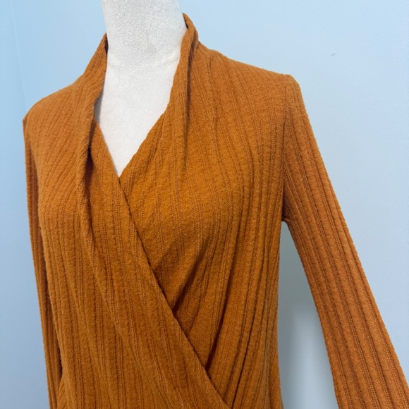 Anthropologie Maeve Rafela Surplice Wrap Front Sweater Orange V-Neck Size‎ XS - Picture 2 of 10